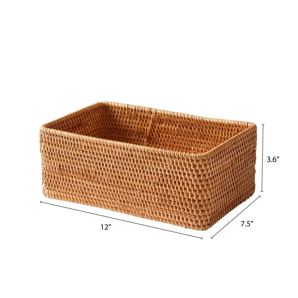 Handwoven Rattan Bathroom Organizer Basket