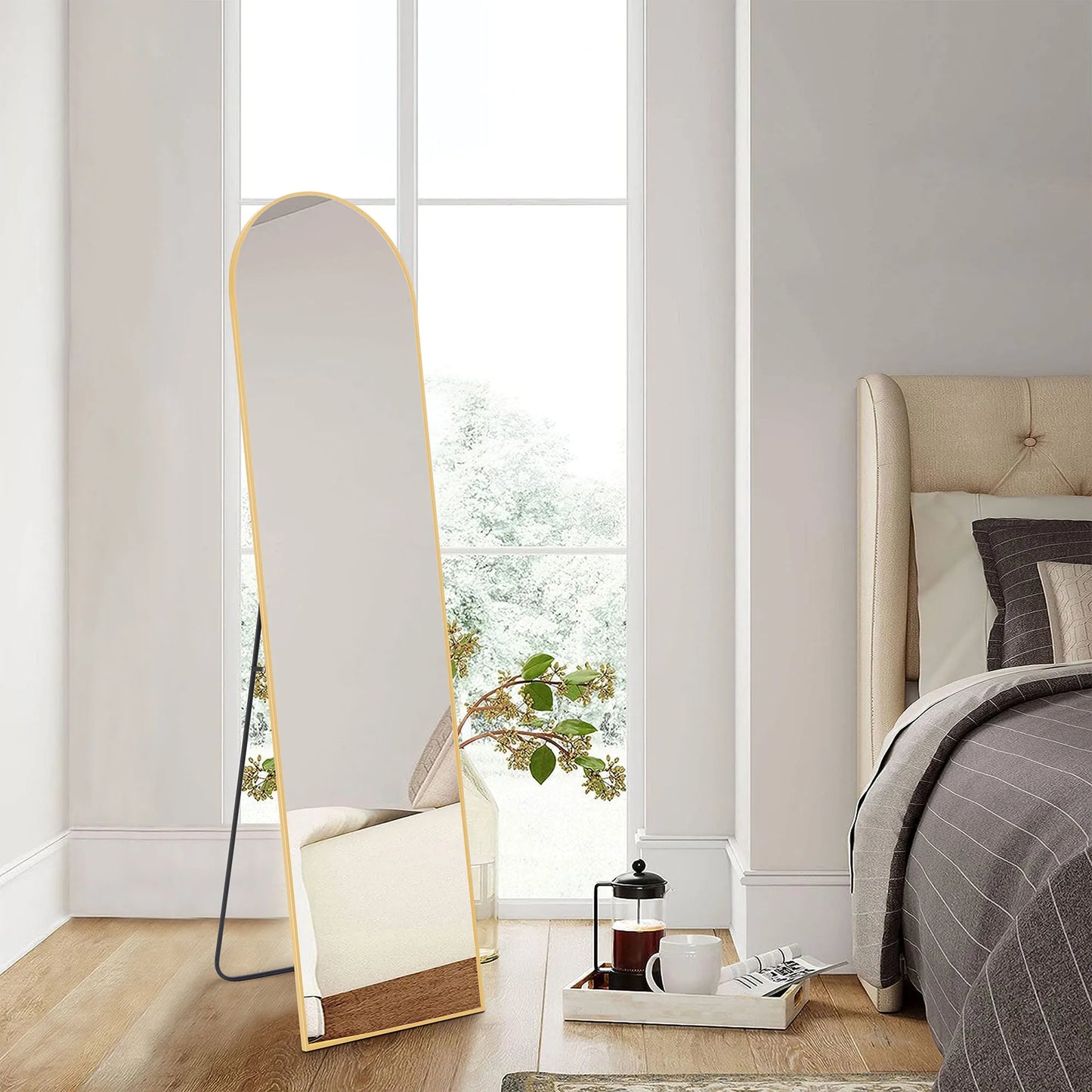 Full Length Standing Mirror – Minimalist Aluminum Frame, 64”x21”