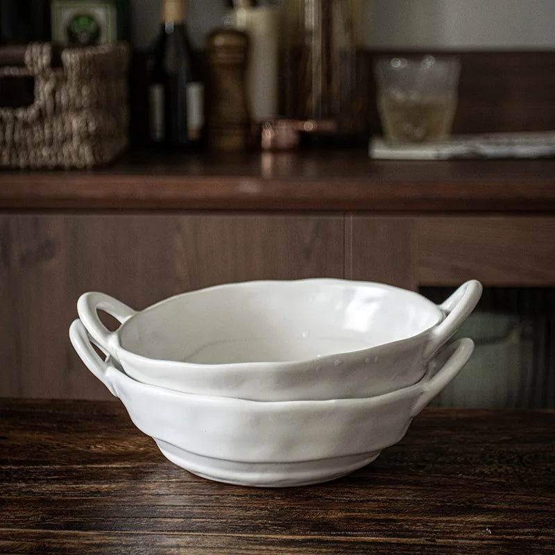 Irregular Ceramic Bowl – Minimalist Style with Glazed Finish
