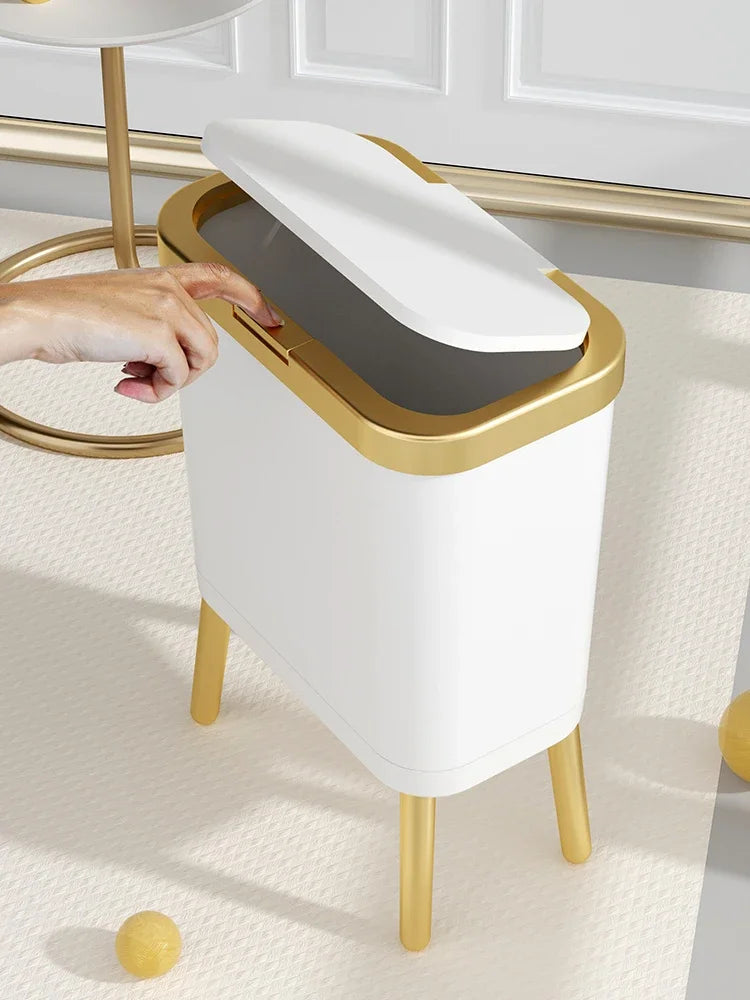 Slim Press-Top Trash Bin with High Legs