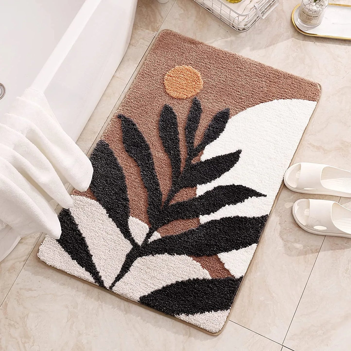 Ultra Soft Microfiber Non-Slip Bath Mat – Leaf Pattern