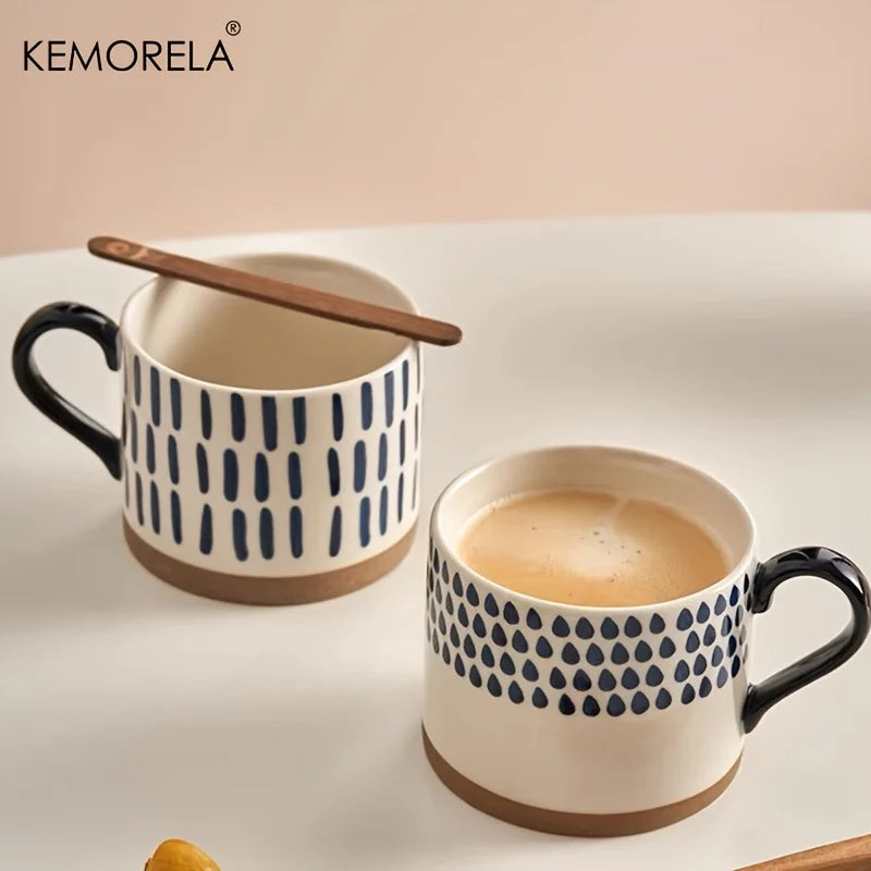 15.2 oz Nordic Ceramic Coffee Mug with Handle – Retro Style