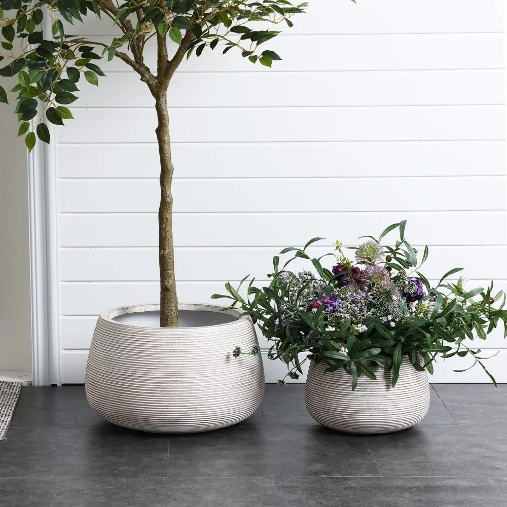 Large Indoor/Outdoor Planter with Drainage – Concrete Style Pot