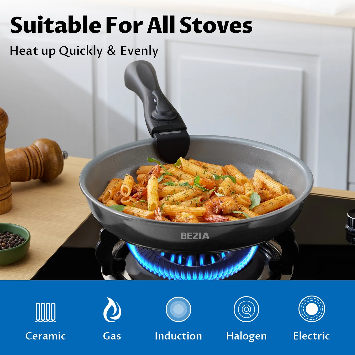 13-Piece Non-Stick Ceramic Cookware Set with Removable Handles