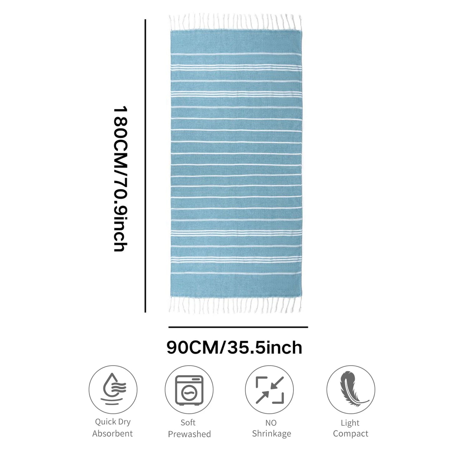 Striped Christmas Beach Towel – Soft, Quick-Absorbent &amp; Machine Washable