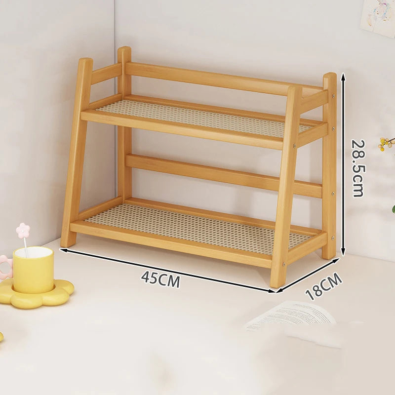 2-Tier Bamboo Multi-Purpose Storage Shelf for Kitchen or Bathroom