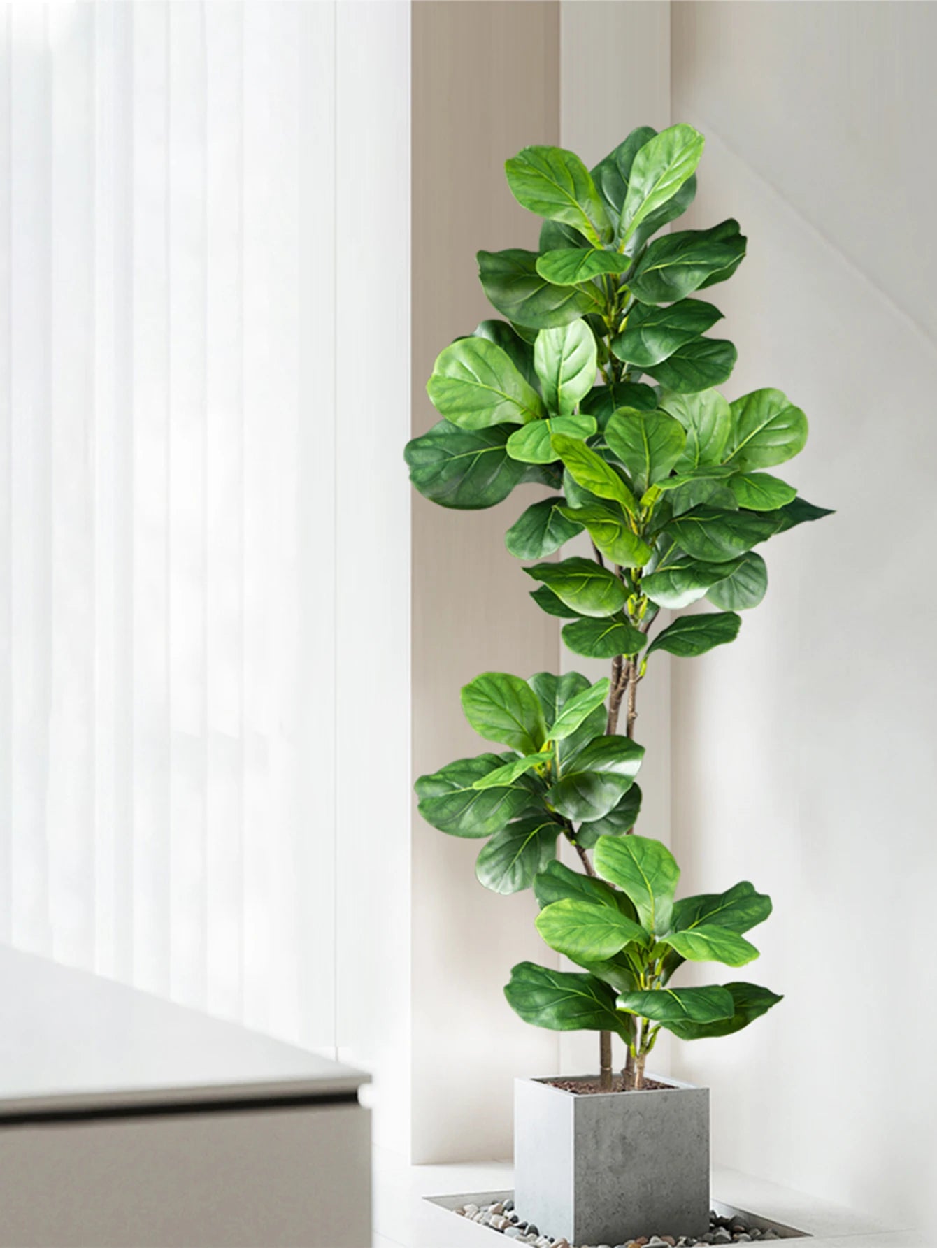 Artificial Fiddle Leaf Ficus Tree – 27.5" to 53" Faux Tropical Floor Plant