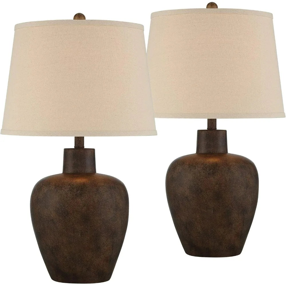 Set of 2 Rustic Terracotta Table Lamps – 27” High