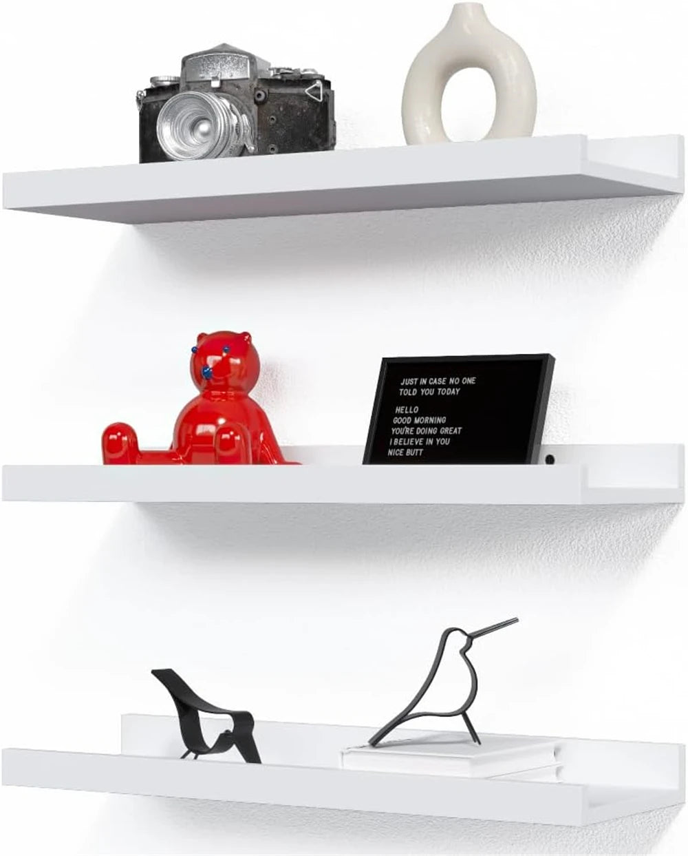 Set of 3 Modern Wall-Mounted Wooden Floating Shelves – 13.8” x 3.8” x 2”
