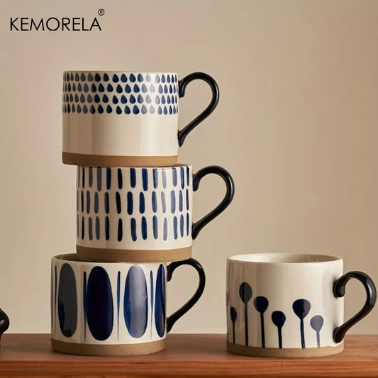 15.2 oz Nordic Ceramic Coffee Mug with Handle – Retro Style