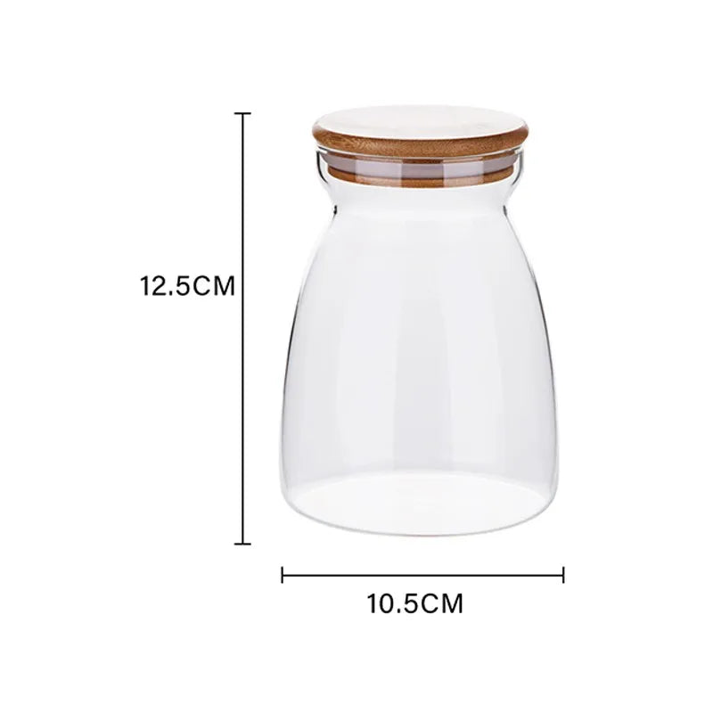 Airtight Glass Storage Jar with Wooden Lid