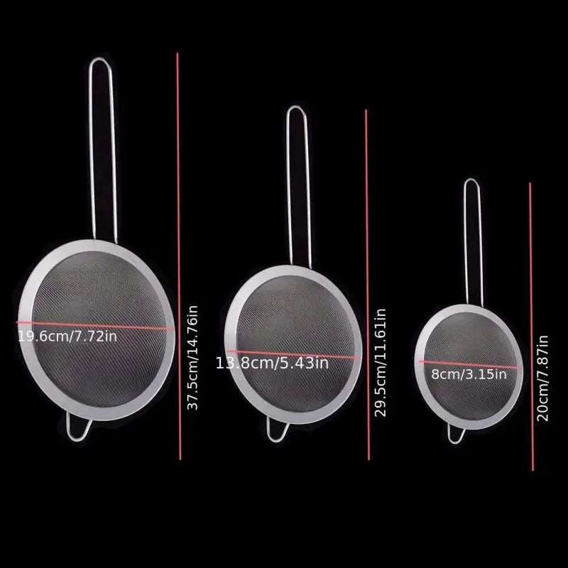 Stainless Steel Fine Mesh Strainer Set – 3 Sizes