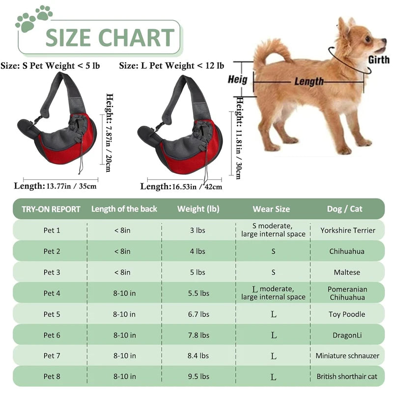 Breathable Pet Carrier Sling – Hands-Free Travel Bag for Small Dogs &amp; Cats