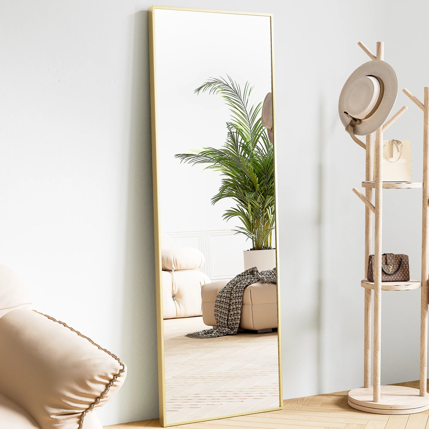 Full-Length Floor Mirror with Aluminum Alloy Frame – 64” x 21”