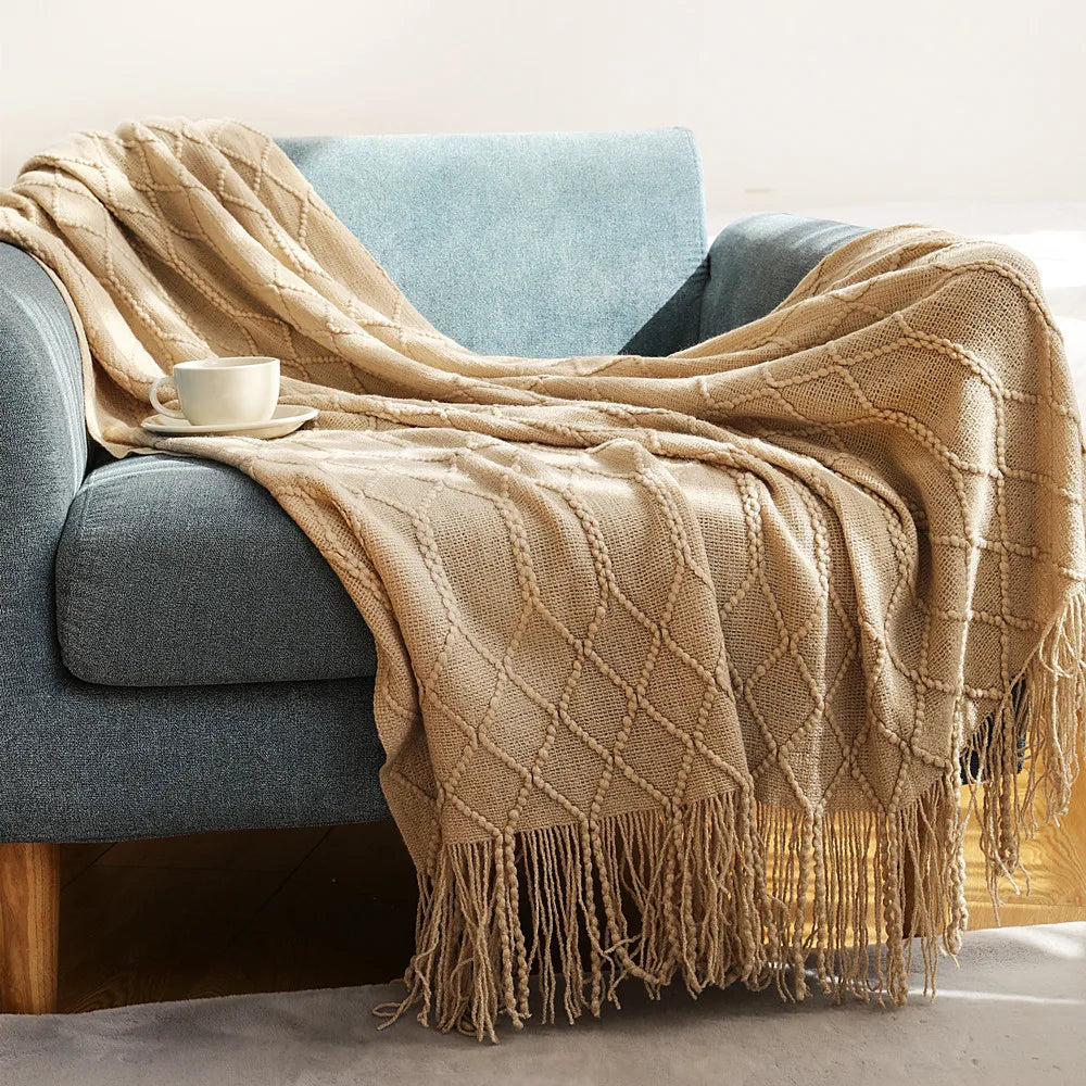 Cozy Knit Throw Blanket – Soft, Lightweight &amp; Travel-Friendly