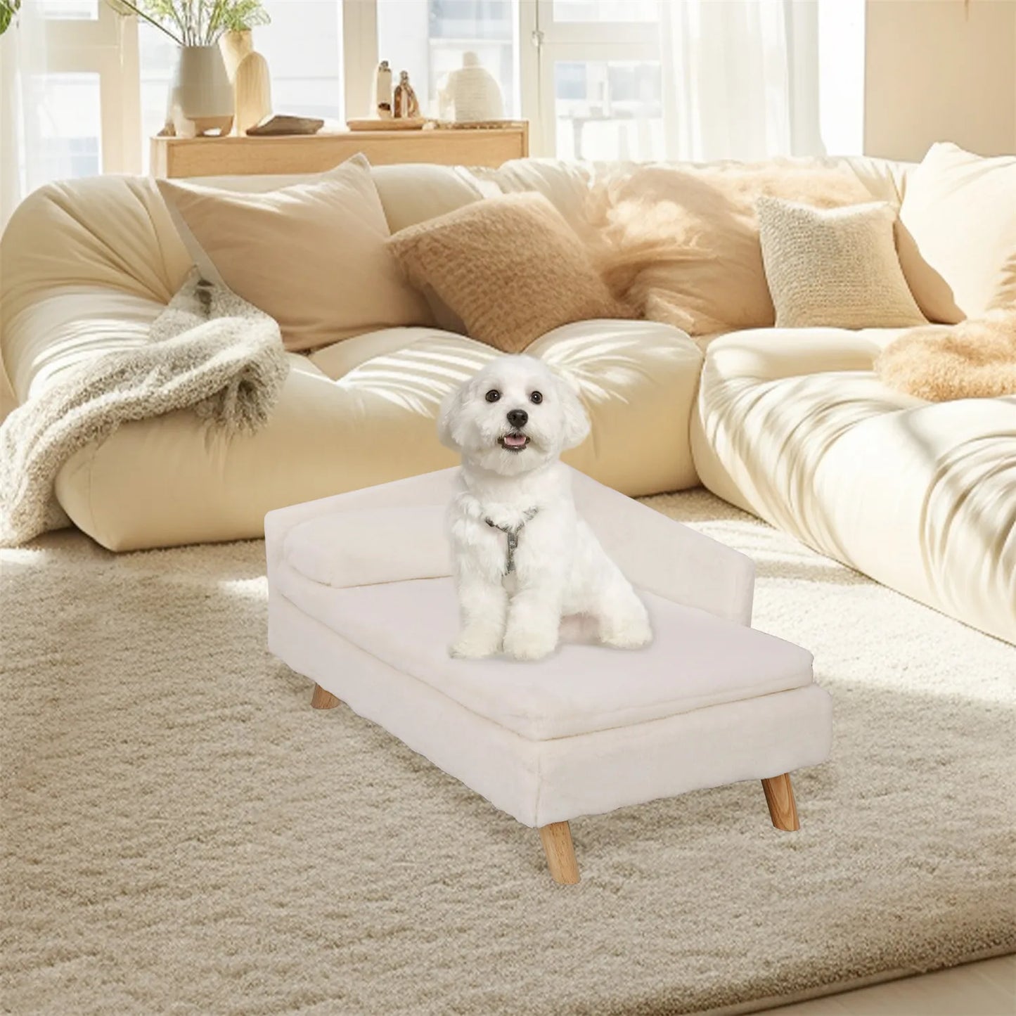 BINGOPAW L-Shaped Wooden Dog Sofa Bed