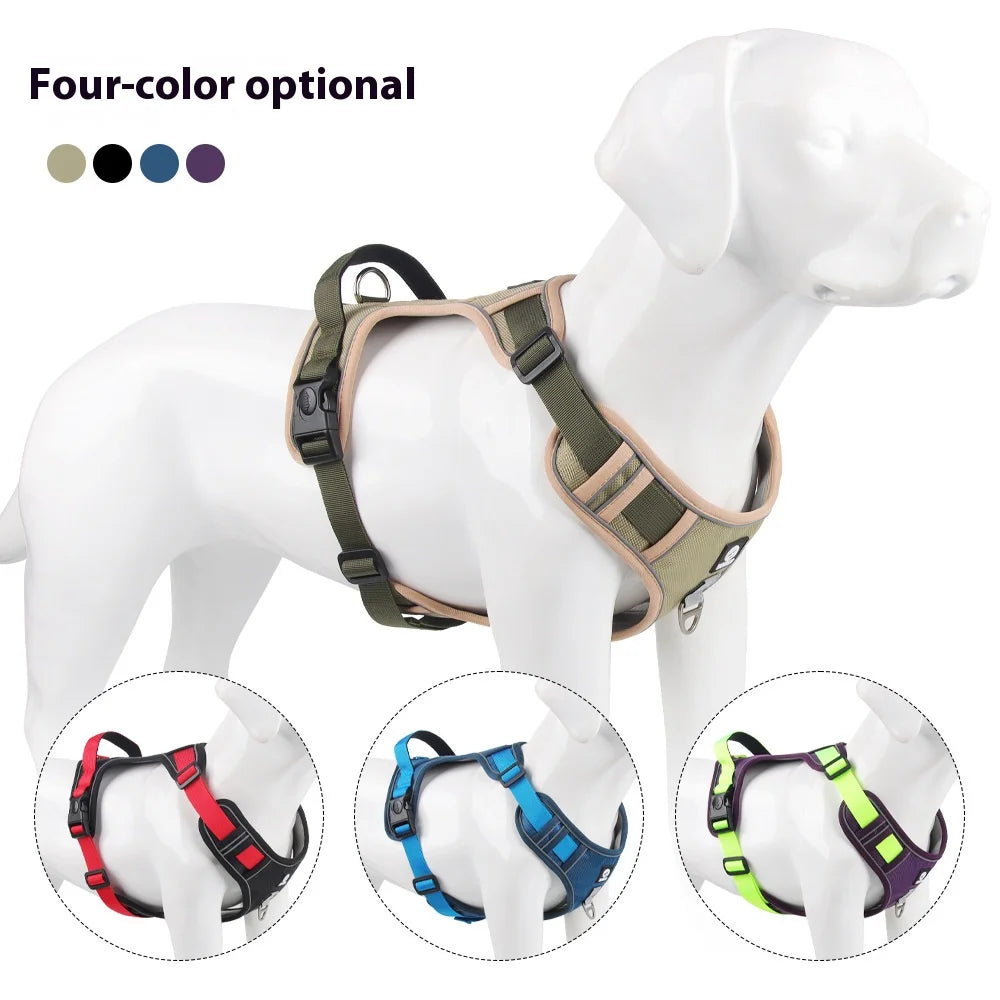Anti-Pull Reflective Dog Harness – Adjustable, Chew-Proof, Durable for Large Dogs