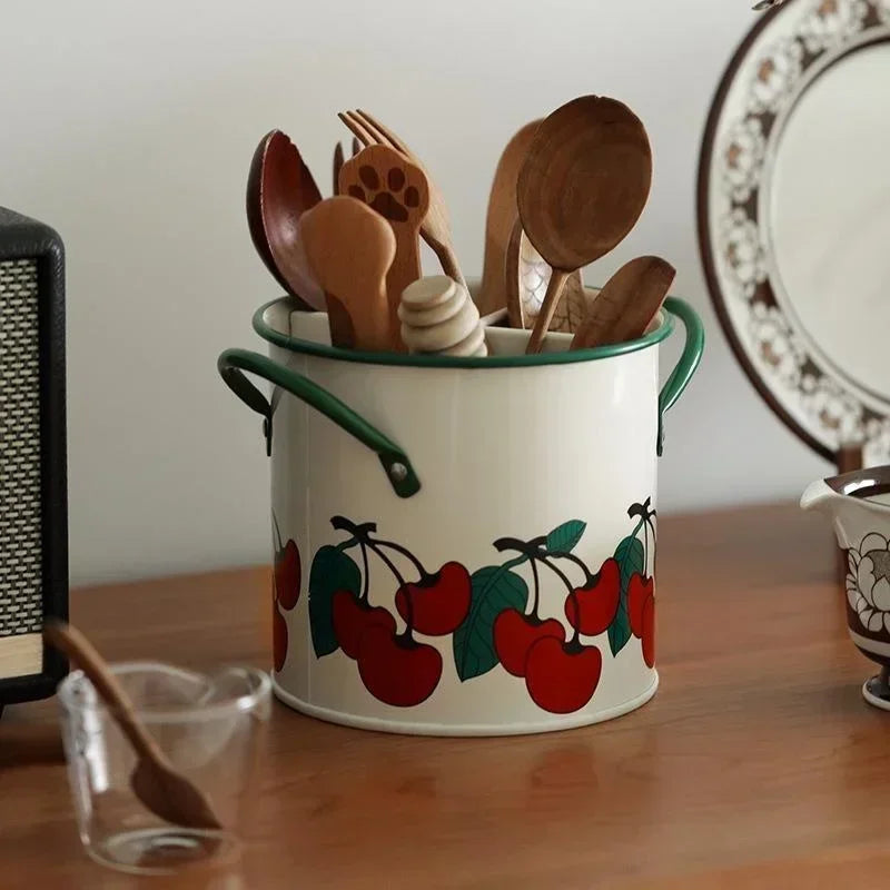 Printed Iron Cutlery Holder – Rustic Desktop Organizer