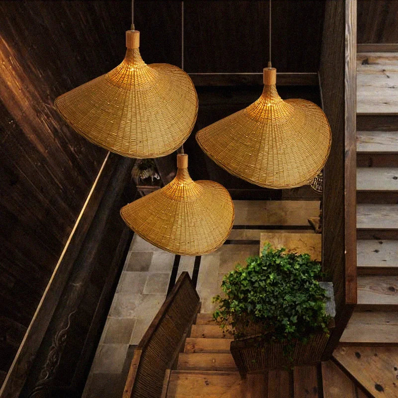 Handwoven Bamboo Pendant Light – Hanging Lamp