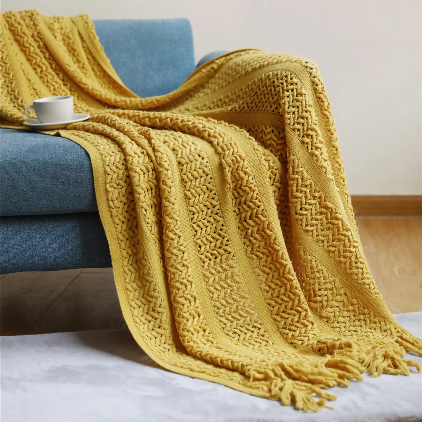 Soft Acrylic Knit Throw Blanket