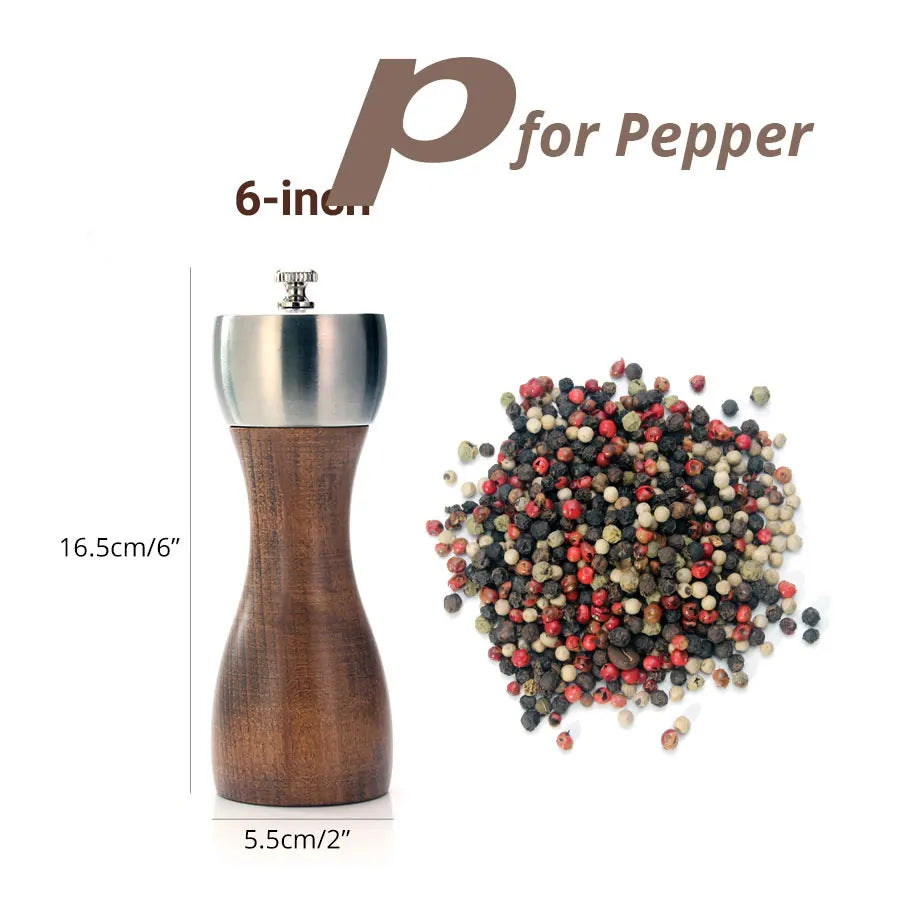 Stainless Steel Salt & Pepper Grinder Set – Adjustable Ceramic & Carbon Steel Mills