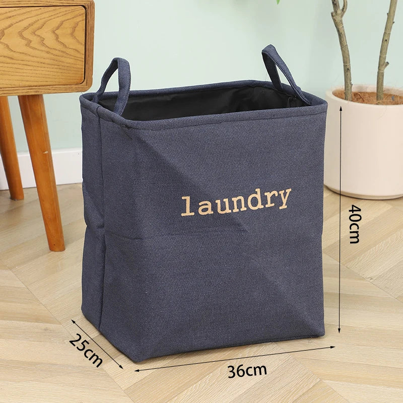 Cotton Linen Storage Basket – Foldable Jute Fabric Organizer with Handles