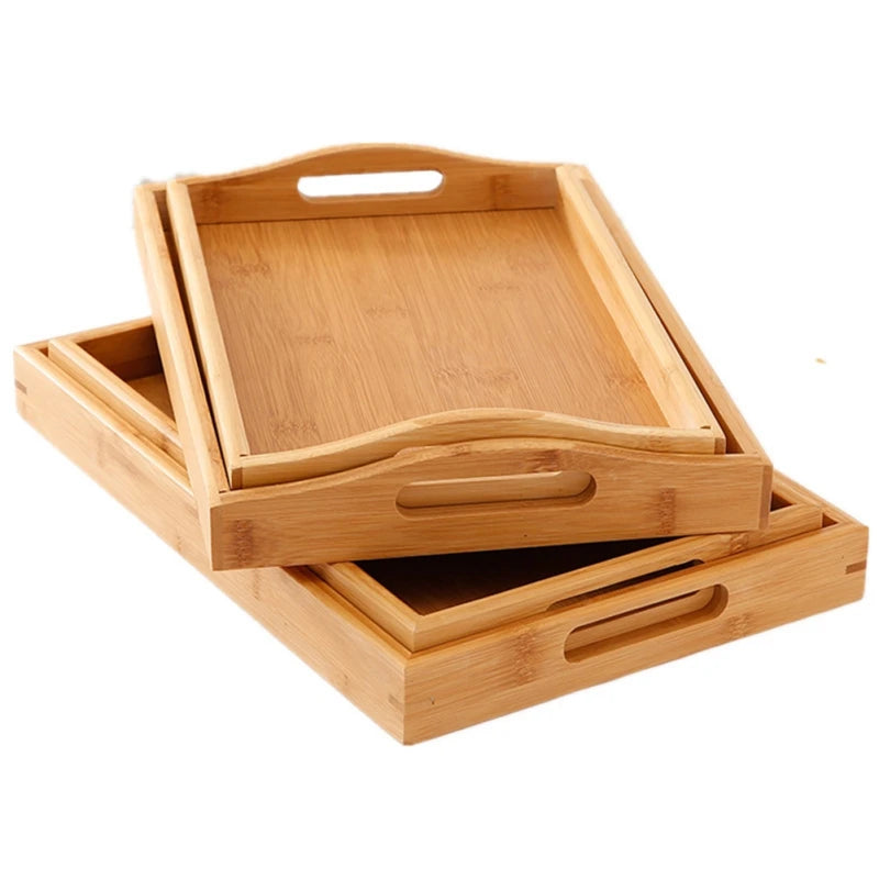 Natural Bamboo Wooden Serving Tray
