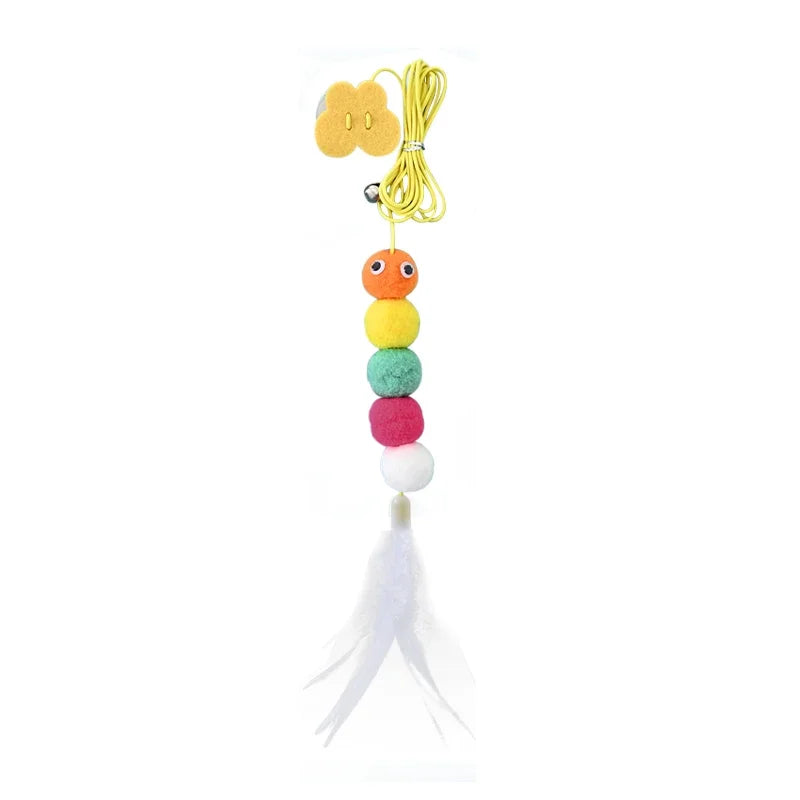 Interactive Hanging Feather Cat Toy – Elastic Rope Play Kit