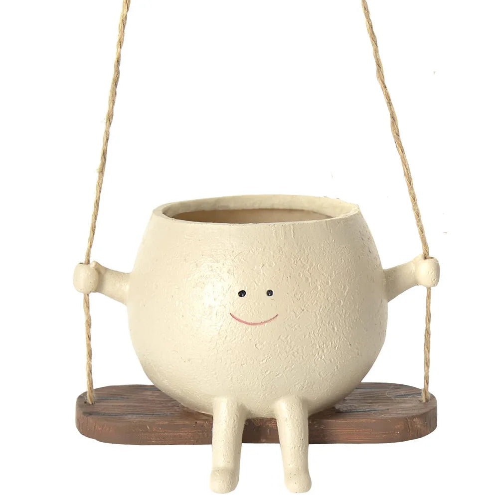 Hanging Resin Swing Planter – Creative Face Design