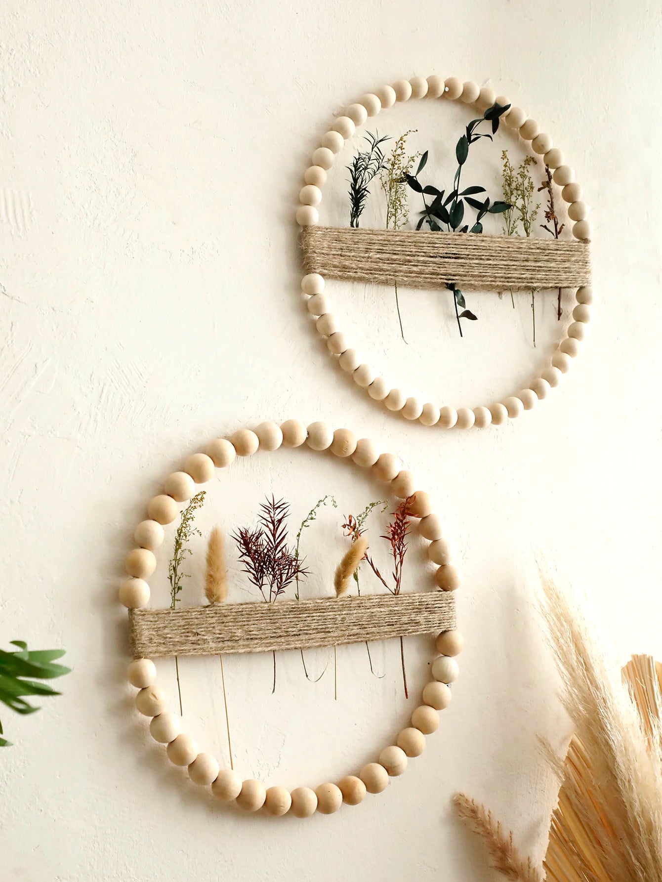 Wooden Plant Wall Hanging Decor – Modern Natural Art Piece