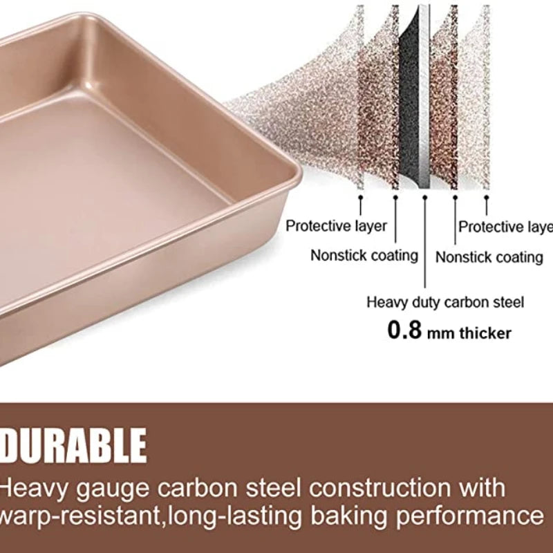 Nordic Gold Carbon Steel Baking Tray Set – 3 Piece Non-Stick Sheet Pan Set