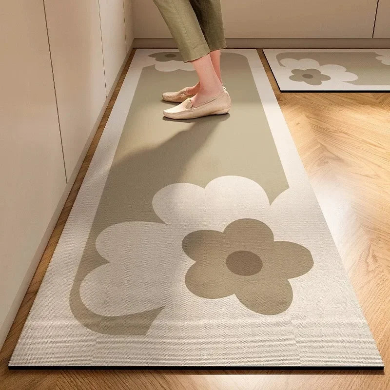 Modern Suede Printed Rug – Washable Floor Mat for Living Room, Kitchen, or Bathroom