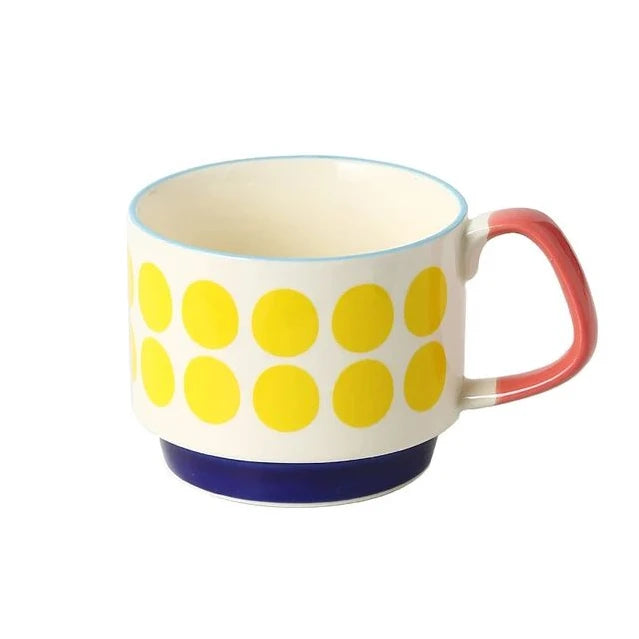300 ml Colorful Pattern Ceramic Coffee Mug, 10 oz