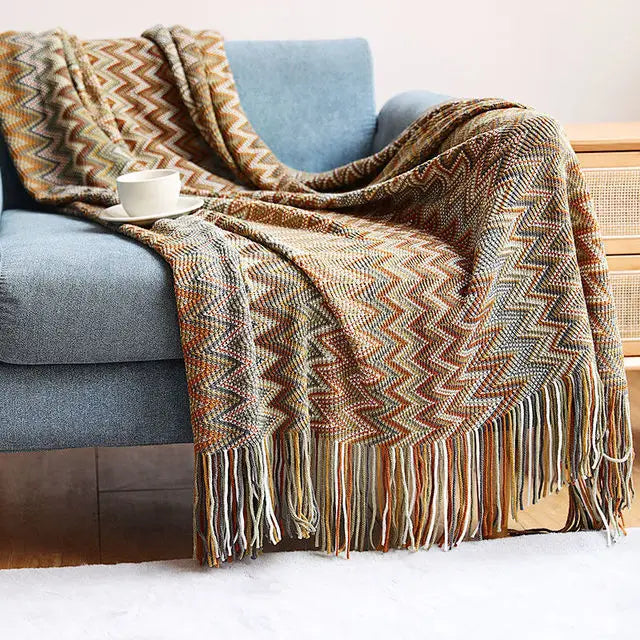 Boho Woven Aztec Throw Blanket