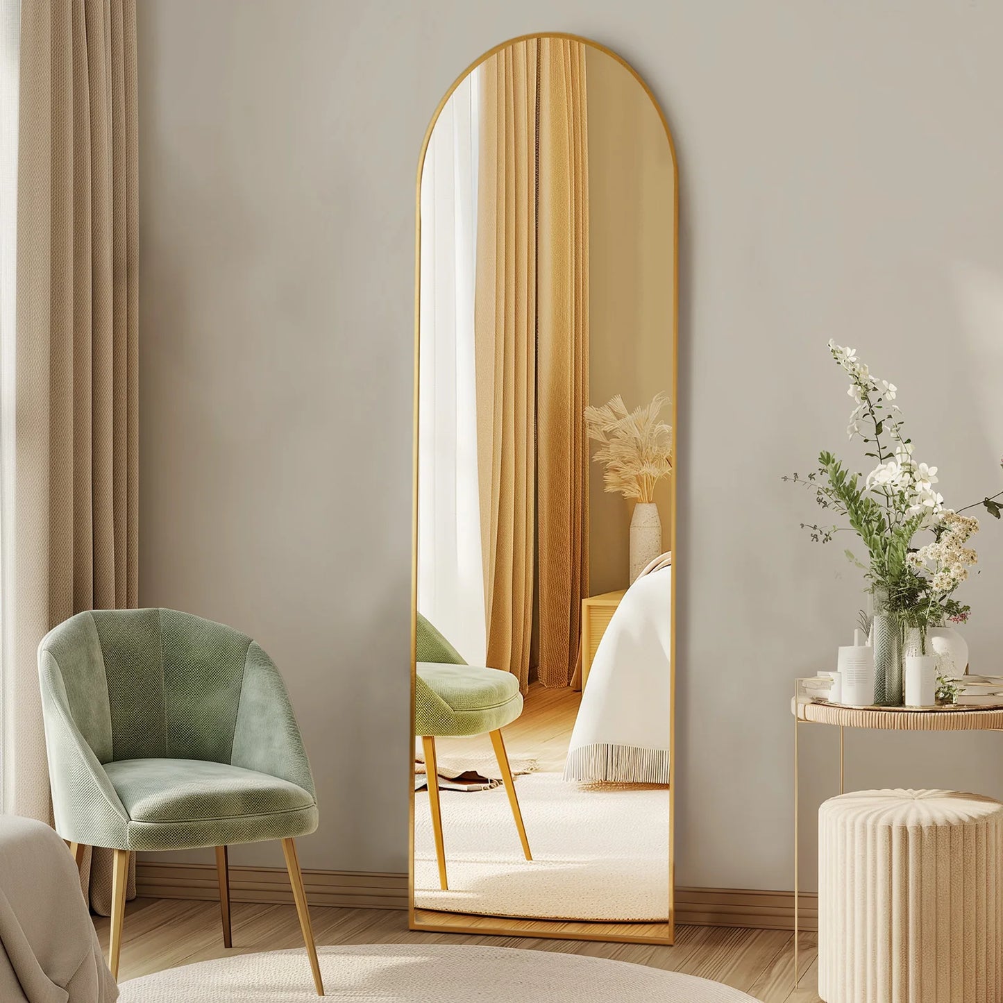 Full Length Standing Mirror – Minimalist Aluminum Frame, 64”x21”