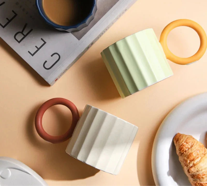 Nordic Round Handle Ceramic Coffee Mug