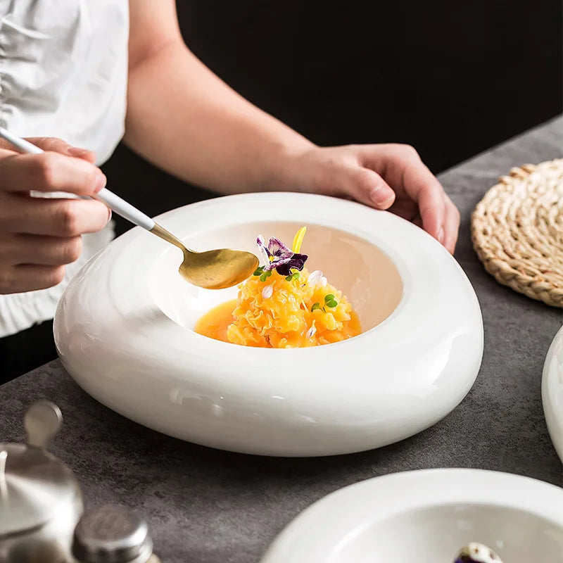 Irregular Shaped Ceramic Plate – Underglaze Porcelain Design