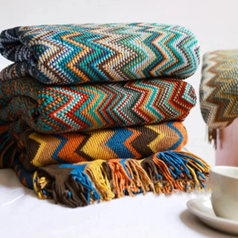 Boho Woven Aztec Throw Blanket