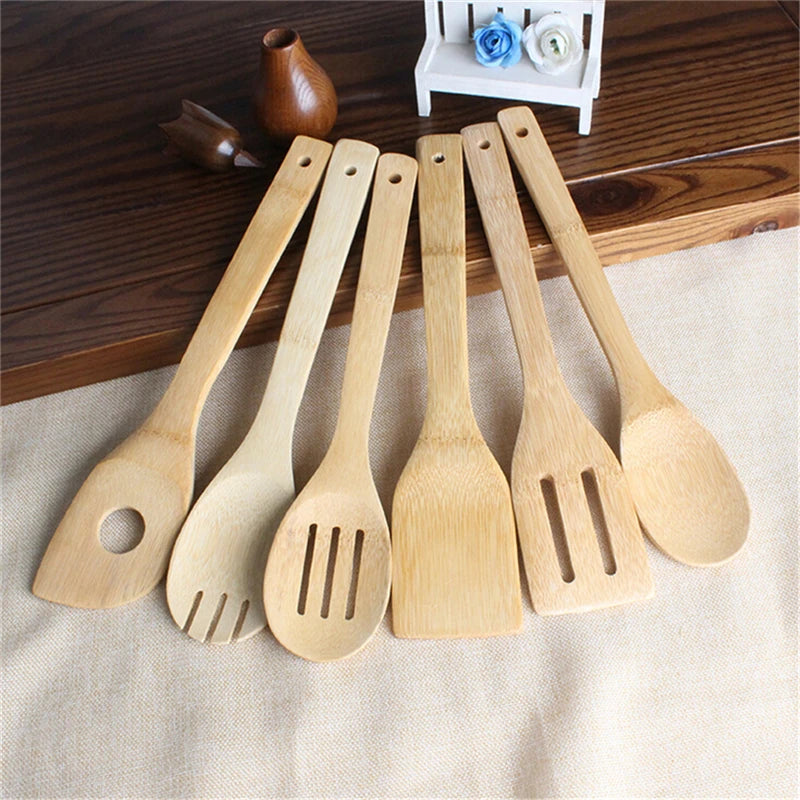 6-Piece Bamboo Kitchen Utensil Set – Eco-Friendly &amp; Durable
