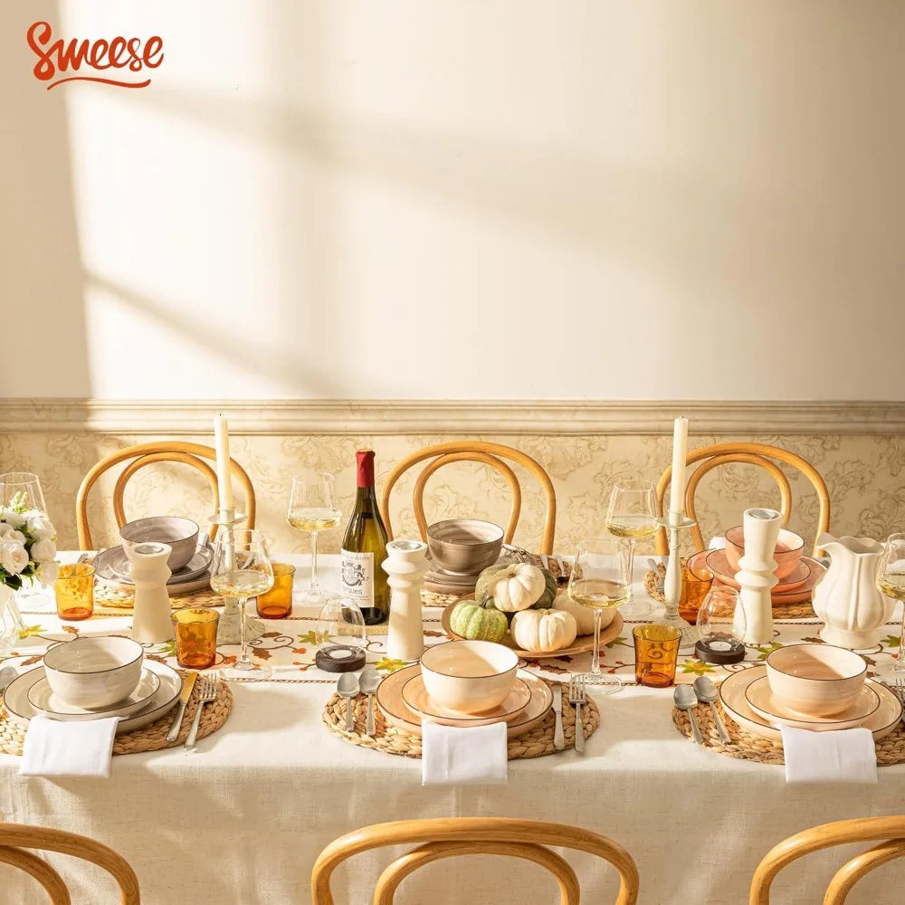 18-Piece Porcelain Dinnerware Set – Swirl Design, Service for 6