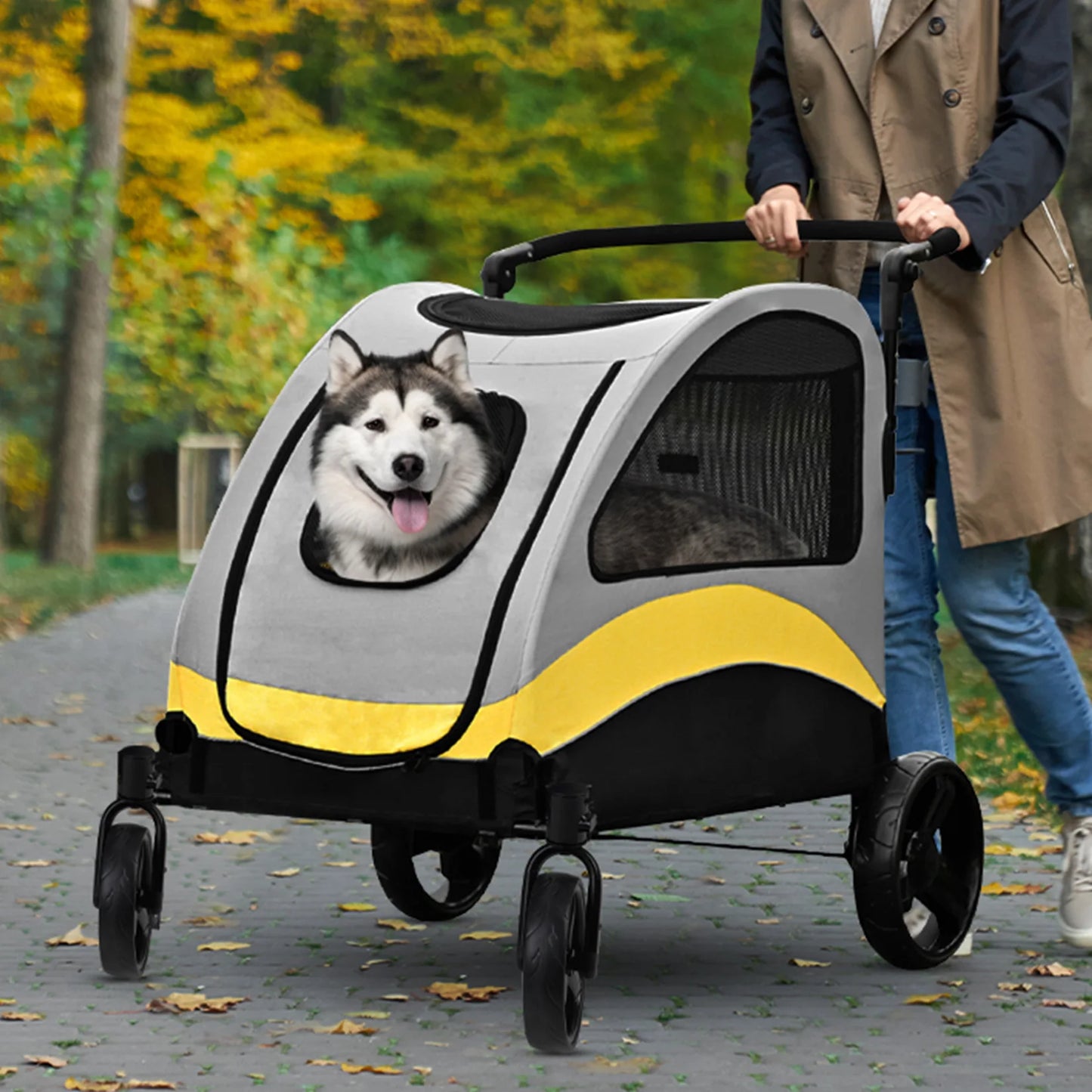 Foldable Large Pet Stroller for Medium and Large Dogs
