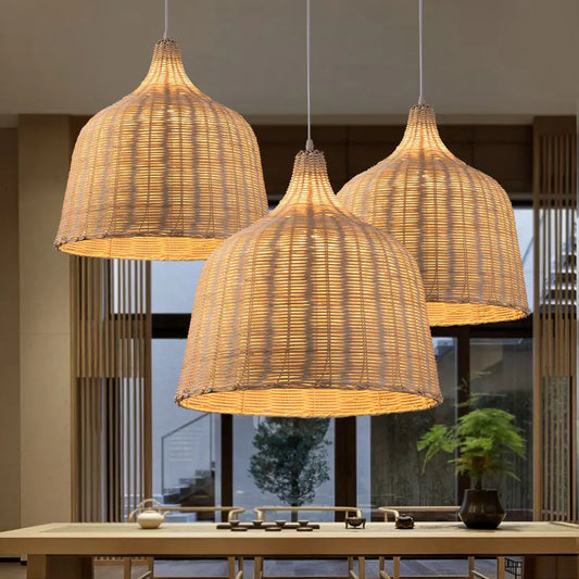 Rattan Pendant Light – Modern Farmhouse Boho Style