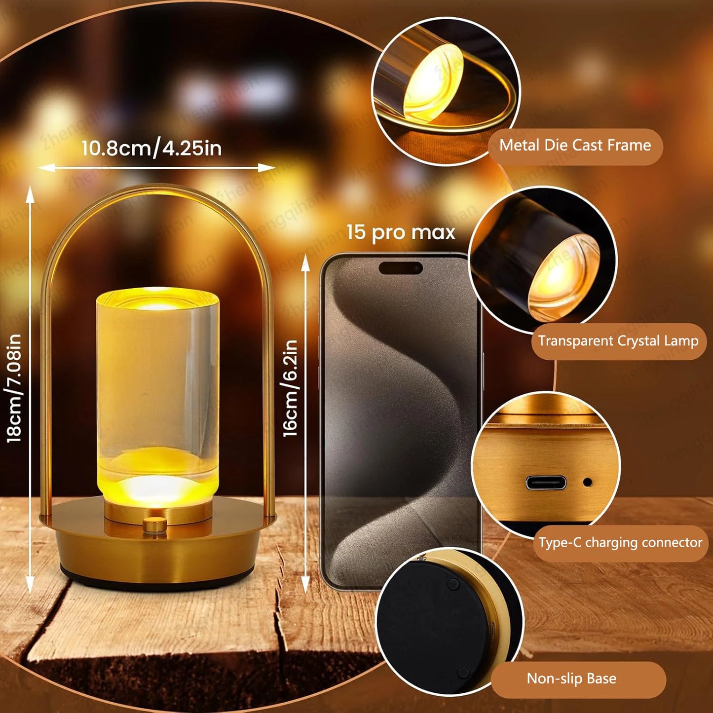 LED Touch Table Lamp – Rechargeable Wireless Night Light