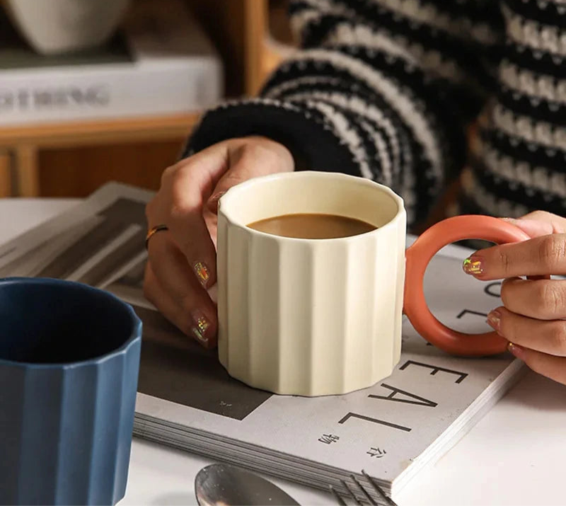 Nordic Round Handle Ceramic Coffee Mug