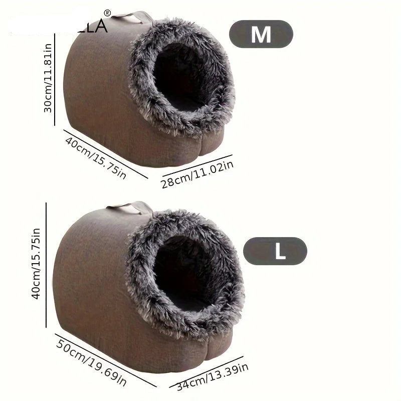 Self-Warming Winter Cat Bed – Cozy Sleeping Cave for Cats &amp; Small Dogs