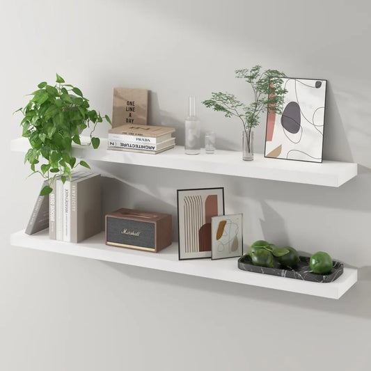 Set of 2 Solid Wood Floating Wall Shelves