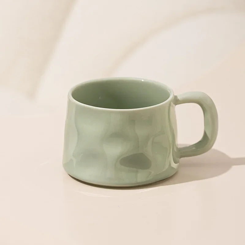 Ceramic Coffee Mug with Matching Tray, Modern Pastel Cup &amp; Saucer Set