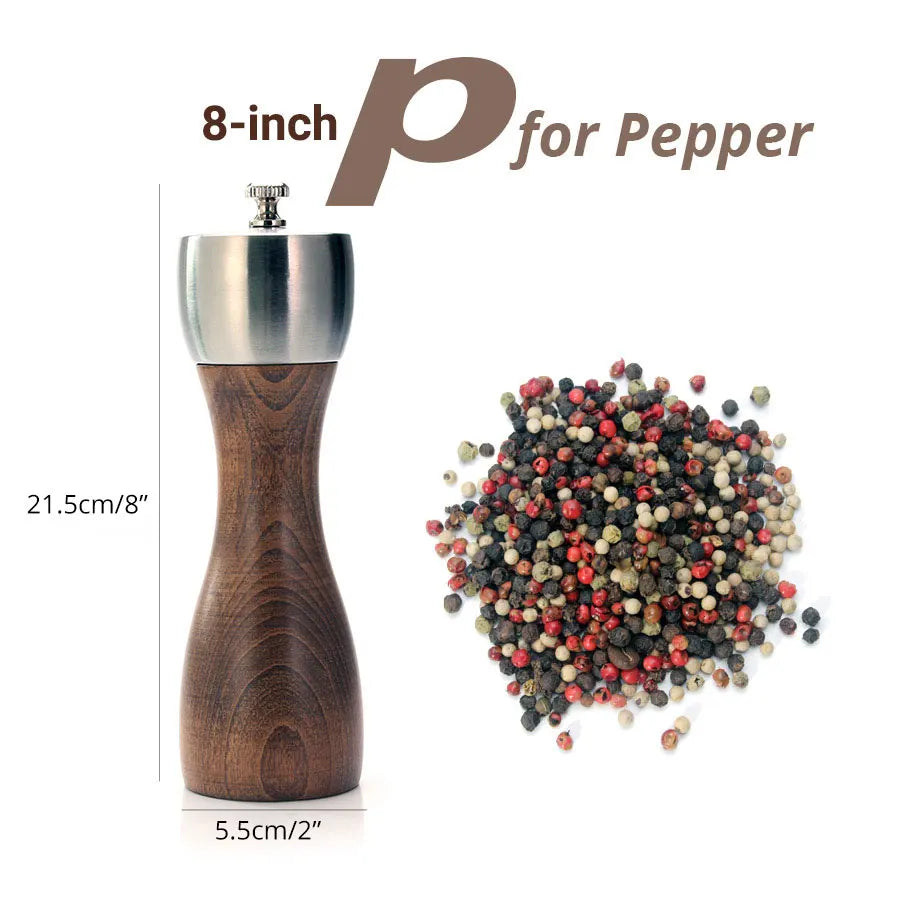 Stainless Steel Salt & Pepper Grinder Set – Adjustable Ceramic & Carbon Steel Mills