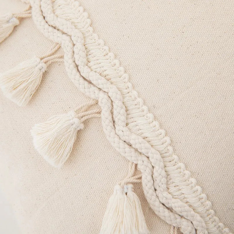 Striped Fringe Pillow Cover – Cotton &amp; Linen Elegance