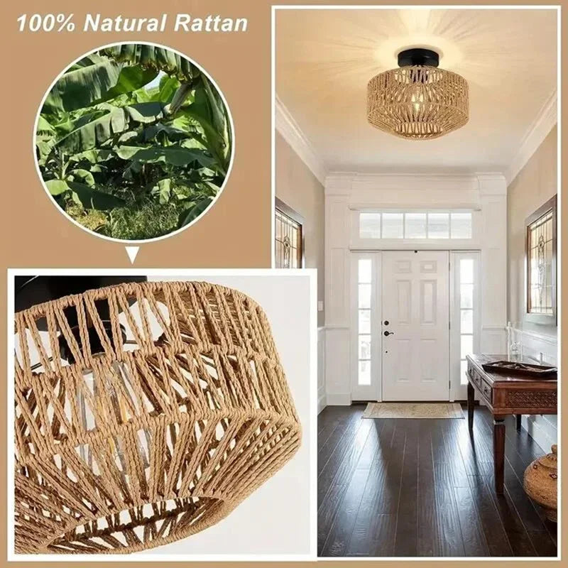 Natural Bamboo Rattan Ceiling Pendant Light